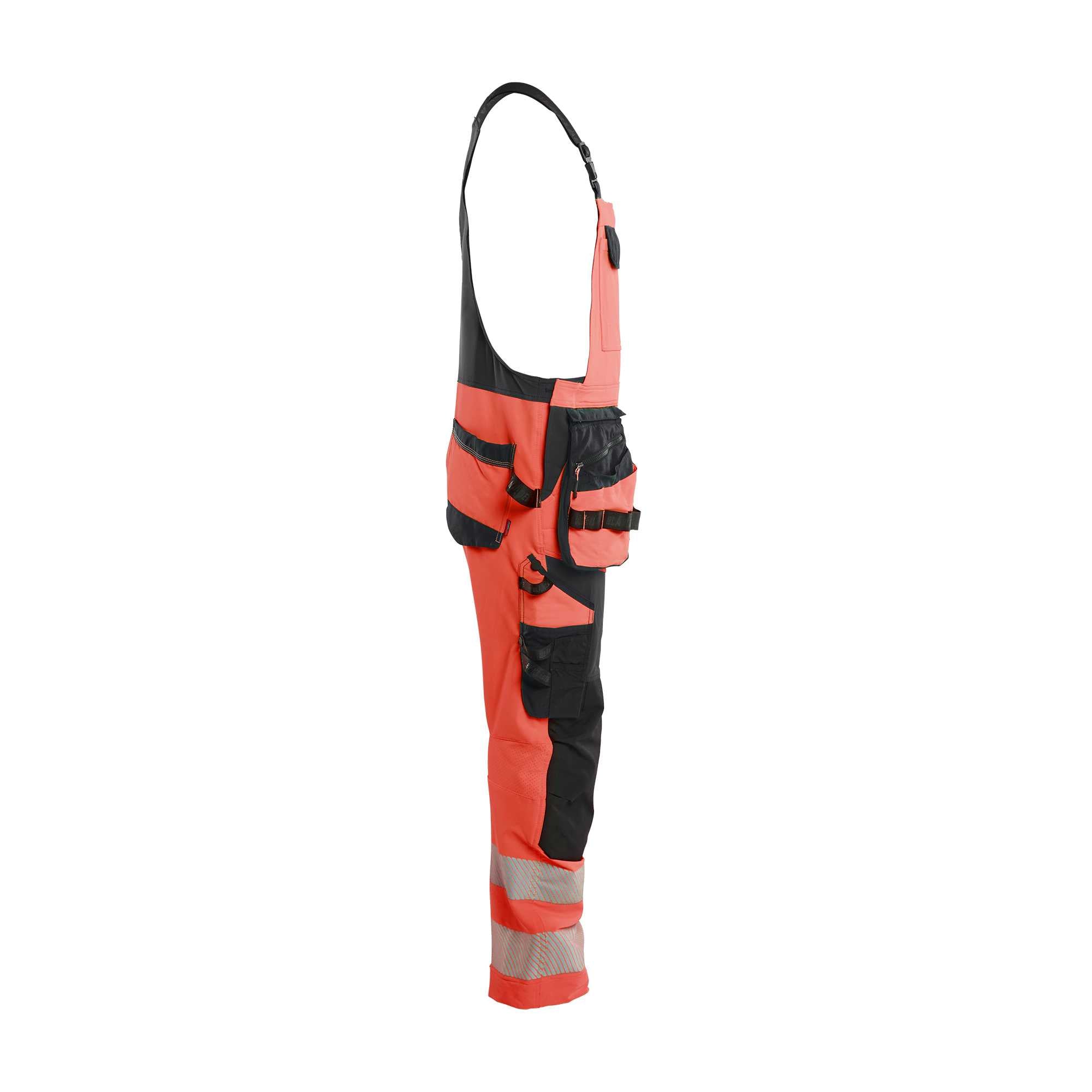 BLAKLADER 26261648 Hi Vis bib overalls 4 way stretch Hi Vis Reflective Work Bib Trousers Men - double weave